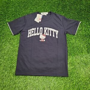 Japanese Cat Hello-Kitty Shirt Womens M/L 19x25 Navy-Blue